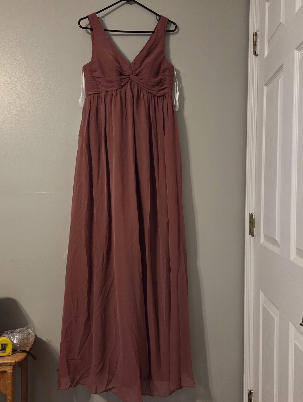 Azazie Womens Pink Yetta Flowy Whimsical Bridesmaid Dress Sz 8 NWT - Picture 4 of 10